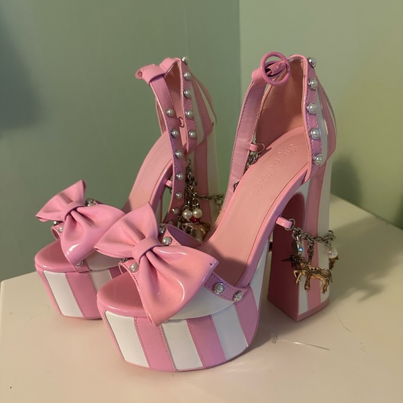 Dolls Kill Pink and White Heels with Bow - Picture 3 of 3